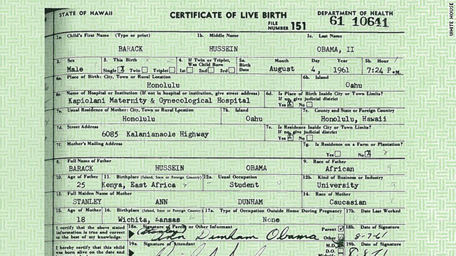 Obama Releases Original Long Form Birth Certificate Cnn Com